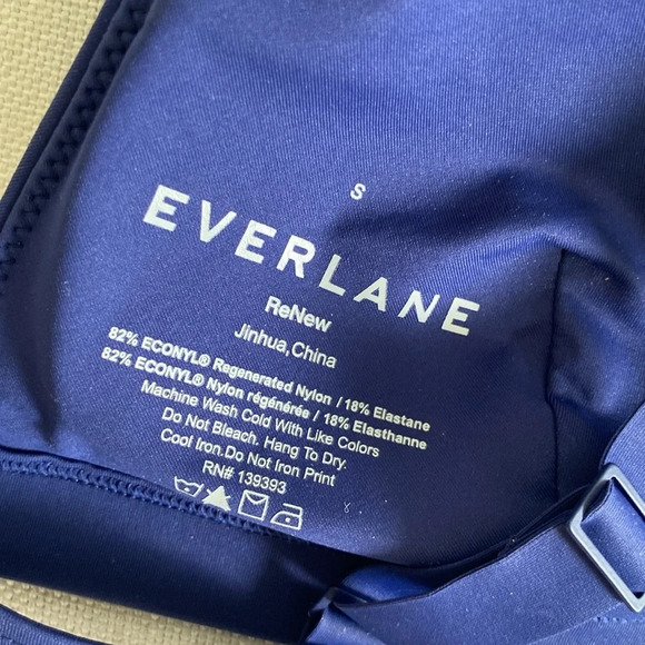 EVERLANE High Rise Blue Medium Coverage Bottoms  and Triangle Swimsuit Top XS/S - Picture 9 of 9